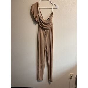 NWT Metallic One Shoulder Sleeveless Jumpsuit Size XS Club Night Out Clubbing